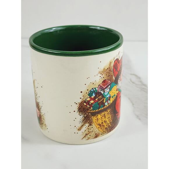 Christmas Santa Claus Coffee Mug Teacup 10oz 1987 Korea 3 1/2" Potpourri Press - Picture 4 of 16